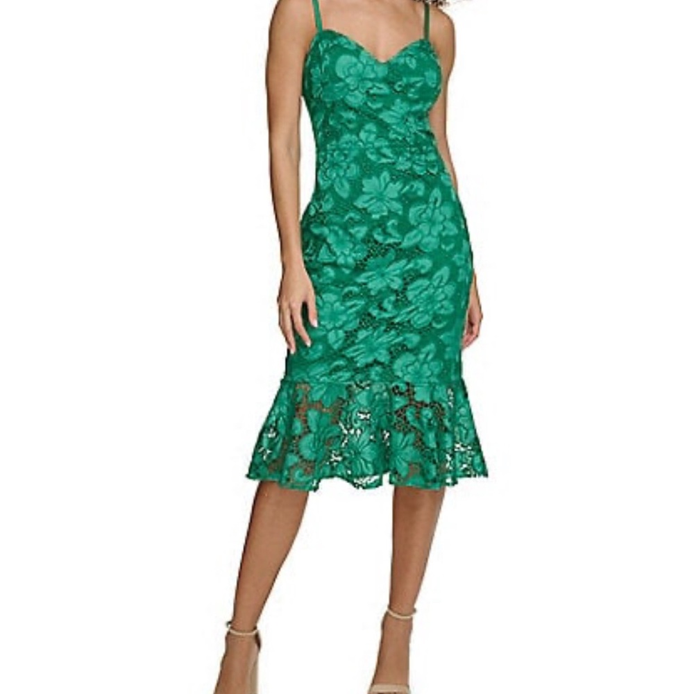 Siena Green Sheath Lace Midi Dress Size 6 NWT